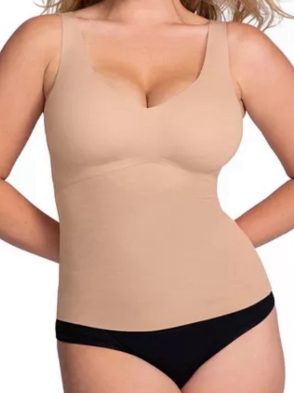 Honeylove Liftwear Tank Top Size Medium V Neck Sculpting Shaping in Sand